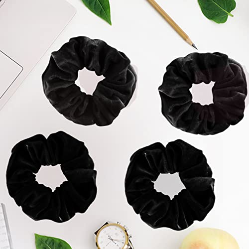 12 Pack Velvet Hair Scrunchies Scrunchy Hair Ties Elastic Hair Bands Ropes Scrunchie for Women or Girls Hair Accessories,Black