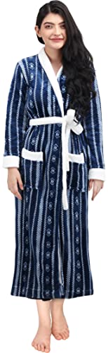 NY Threads Women Fleece Shawl Collar Bathrobe - Plush Long Robe