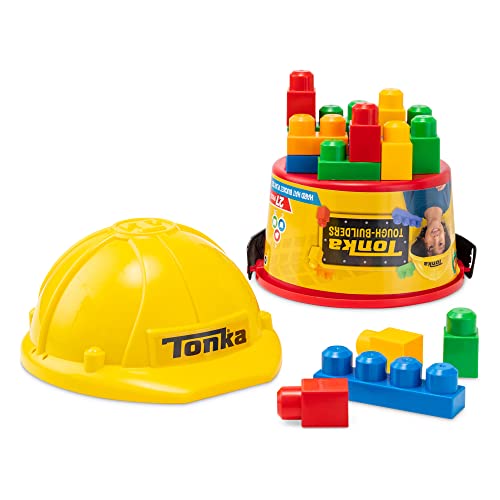 Tonka Tough Builders, Hard Hat, Building Block and Bucket playset– Made with Sturdy Plastic, Boys and Girls, Toddlers Ages 3+, Block playsets, Toddlers, Birthday Gift, Christmas, Holiday