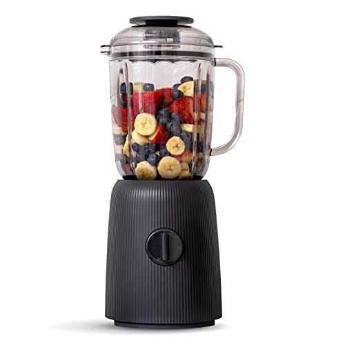 IRIS USA 3-Speed High-Power Professional-grade Countertop & Kitchen Blender - 50 oz Tritan Jar, Titanium-Coated Stainless Steel -Blades, Charcoal Black -for Smoothies, Frozen Drinks, Protein Shakes