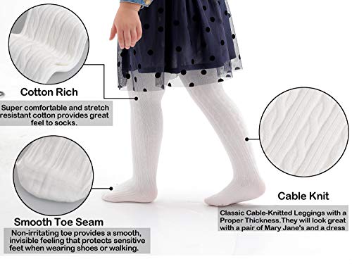 EPEIUS Baby Girl Tights Thick Cable Knit Leggings Stockings Cotton Pantyhose for Newborn Infant Toddler 3/4/5/6 Pack