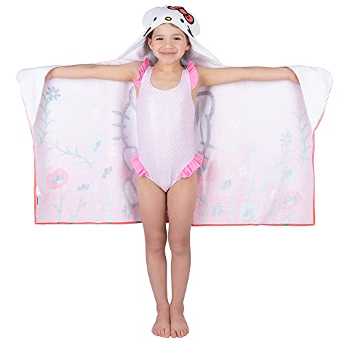 Hello Kitty Bath/Pool/Beach Soft Cotton Terry Hooded Towel Wrap, 24 in x 50 in, By Franco Kids