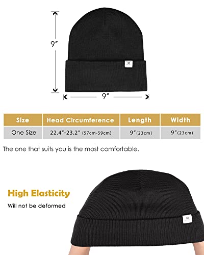 YANIBEST Womens Satin Lined Knit Beanie Hat Acrylic Winter Hats for Women Men Silk Lining Soft Slouchy Warm Cuffed Beanie Hat