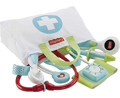 Fisher-Price Preschool Pretend Play Medical Kit 7-Piece Doctor Bag Dress Up Toys for Kids Ages 3+ Years