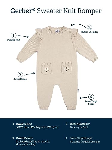 Gerber Baby Girls Sweater Knit Romper Jumpsuit