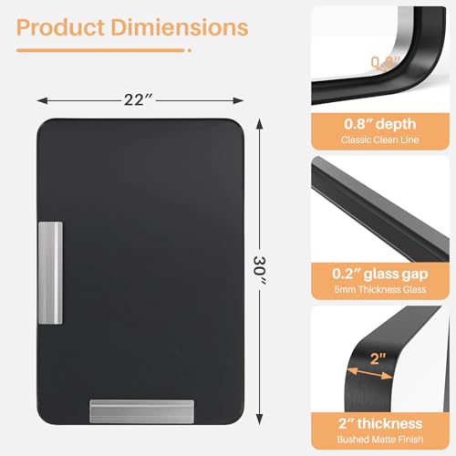 Amazon Bathroom Mirror for Wall, 30x22 Inch Rounded Rectangle Mirror, Black Metal Framed Bathroom Vanity Mirror for Restroom Farmhouse, Anti-Rust, Tempered Glass, Horizontally or Vertically Hanging