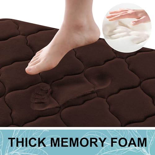 Amazon OLANLY Memory Foam Bath Mat Rug 24x16, Ultra Soft and Absorbent Bathroom Rugs, Non-Slip, Comfortable, Machine Washable Bath Carpet for Bathroom Floor, Tub, Shower and Home Decor Accessories, Brown