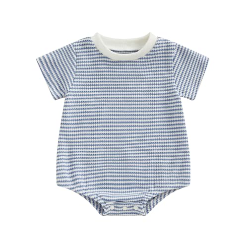 Amazon VISGOGO Unisex Baby Boy Girl Striped Romper Waffle Short Sleeve Bubble Oversized Romper Bodysuit Summer Onesie Clothes