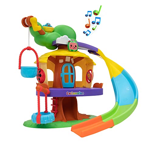 Cocomelon Deluxe Clubhouse Playset - Features JJ and His Five Friends- Songs, Sounds, Phrases - Slide, Secret Tunnel, Basket Elevator, Interactive Easel, Pop Up Birds - Amazon Exclusive