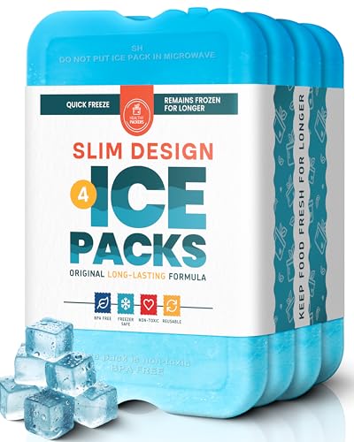 Amazon Healthy Packers Ice Packs for Lunch Boxes & Coolers - Freezer Packs - Original Cool Pack | Cooler Accessories for Beach, Camping & Fishing | Slim & Long-Lasting Reusable Ice Pack for Cooler