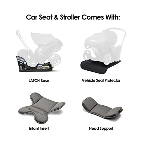 Doona Infant Car Seat & Latch Base - Rear Facing, Car Seat to Stroller in Seconds - US Version, Greyhound