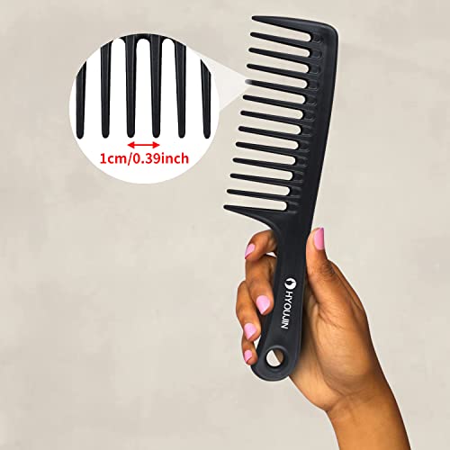 HYOUJIN Black Large Wide Tooth Comb Detangler Detangling Paddle Brush, Care Handgrip Comb-Best Styling Comb for Curly,Wet,Long Hair