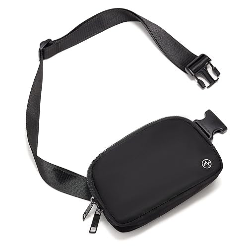 Pander Two Way Zipper Fanny Pack Nylon Everywhere Belt Bag for Women, Water Repellent Waist Packs, Crossbody Bags with Adjustable Strap (Black).