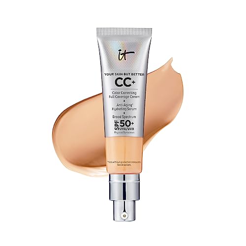 IT Cosmetics Your Skin But Better CC+ Cream - Color Correcting Cream, Full-Coverage Foundation, Hydrating Serum & SPF 50+ Sunscreen - Natural Finish - 1.08 fl oz