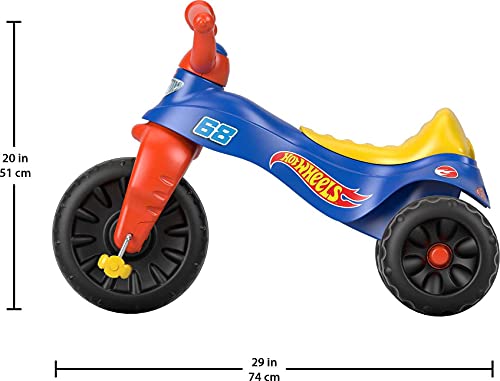 Fisher-Price Hot Wheels Toddler Tricycle Tough Trike Bike with Handlebar Grips & Storage for Preschool Kids Ages 2+ Years