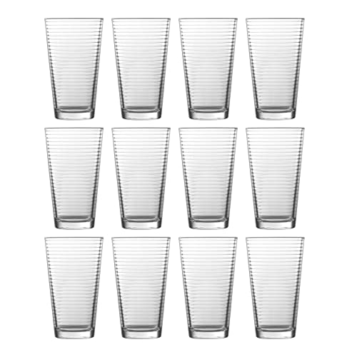 Fortessa Basics Arcade Everyday 12 Pack Set Glassware Kitchen and Barware Great for: Beer, Cocktails, Water, Juice, Iced Tea, Soft Drinks., Pint/Mixing Glass, 16 Ounce