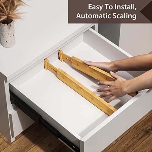 Amazon 4 PCS Drawer Divider, 17"-22" Adjustable Bamboo Drawer Dividers Organizers, Expandable Separators for Kitchen, Clothes, Dressers, Home, Office