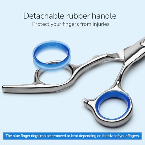 Amazon Hair Cutting Scissors, ULG Professional Hair Scissors 6.5 inch Right-Hand Razor Edge Barber Shears Salon Hair Cutting Shears Made of Japanese Stainless Steel, Hand Sharpened Blue