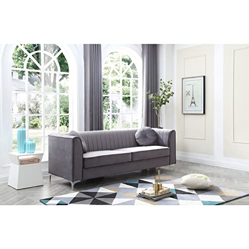 Amazon Glory Furniture Delray Velvet Sofa in Gray