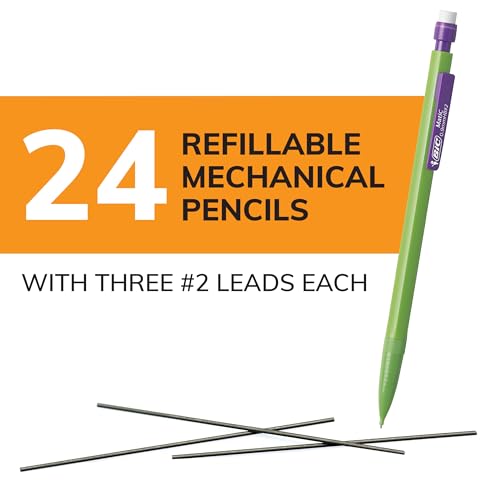 Amazon BIC Xtra Strong Mechanical Pencils with Erasers, Thick Point (0.9mm), 24-Count, Mechanical Pencils for School or Office Supplies