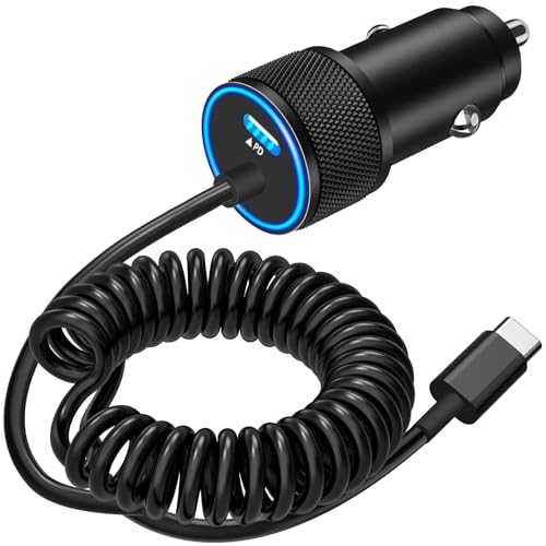 Amazon [Apple MFi Certified] iPhone 16 Fast Car Charger, Linocell 90W PD Car Power Cigarette Lighter USB-C Car Carplay Charger + 6FT Coiled Type-C Cable for iPhone 16/16 Pro/16 Plus/16 Pro Max/15/15 Pro/iPad