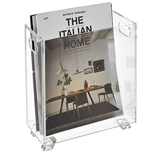 Stock Your Home Acrylic Magazine Holder - Crystal Clear Acrylic Holder - Shatterproof - Open Top - Space Saver - Acrylic Holder for Magazines, Publications, Office Desk, Reception, Waiting Room