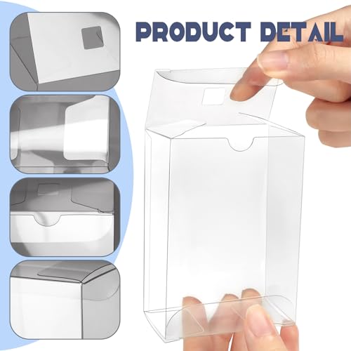 CZWESTC 45 Pack Clear Plastic Box 3.5x2.4x1.38 Inches, Rice Krispie Treat Boxes with Hole, Cakesicle boxes for Candy, Macaron, for Baby Shower, Party Favors, Festival Gift Packaging