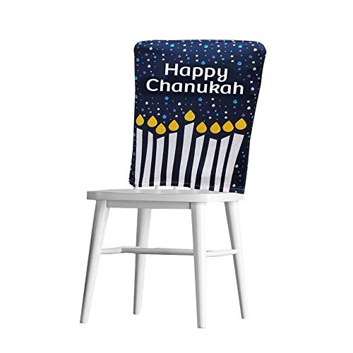 Zion Judaica Hanukkah Décor Chair Covers Stretch Micro-Fiber Set of 6 Chanukah Themed Chair Covers Fits Most Chairs and Armchairs Chanukah Party Decorations