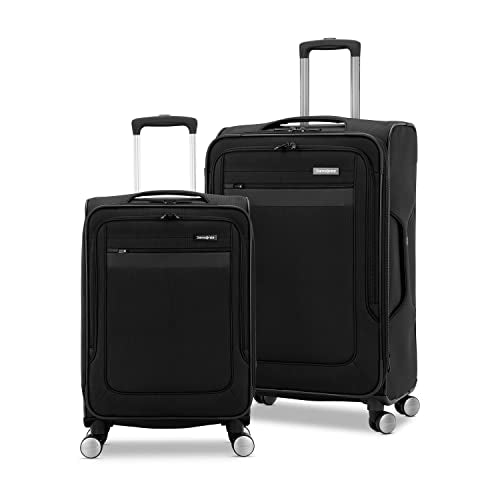 Samsonite Ascella 3.0 Softside Expandable Luggage with Spinners | Black | 2PC SET (Carry-on/Medium)