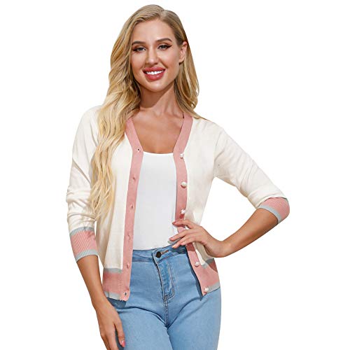 GRACE KARIN Women's Long Sleeve Button Down Sweater Classic V-Neck Knit Cardigan