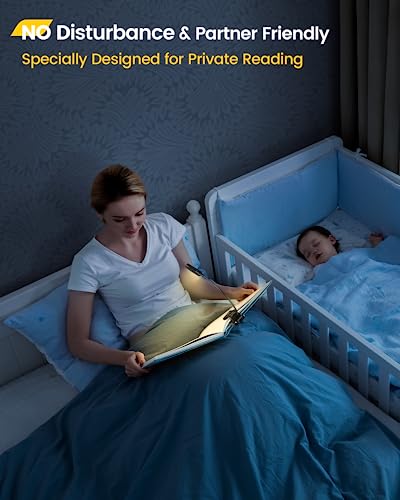 Glocusent Willow Book Light for Reading in Bed, 10LED Bright Reading Light, 3 Colors & 3 Brightness, Rechargeable Book Light Lasts for 80hr, Lightweight Clip on Book Light, Perfect for Book Lovers