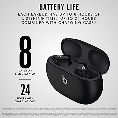 Beats Studio Buds - True Wireless Noise Cancelling Earbuds - Compatible with Apple & Android, Built-in Microphone, IPX4 Rating, Sweat Resistant Earphones, Class 1 Bluetooth Headphones - Black