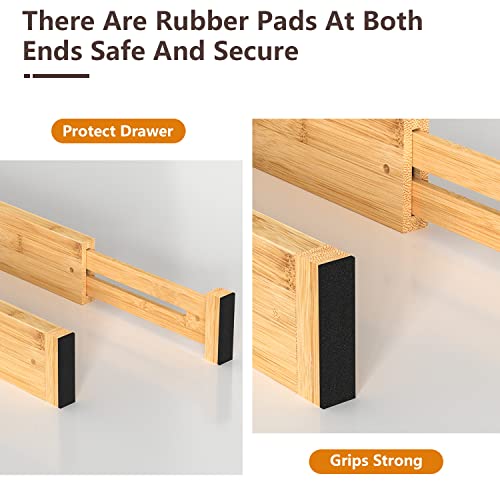 Amazon 4 PCS Drawer Divider, 17"-22" Adjustable Bamboo Drawer Dividers Organizers, Expandable Separators for Kitchen, Clothes, Dressers, Home, Office
