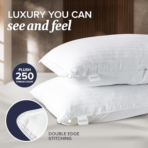 Amazon Beckham Hotel Collection Bed Pillows Standard/Queen Size Set of 2 - Original Down Alternative Pillow for Sleeping - Bedding for Back, Stomach or Side Sleepers