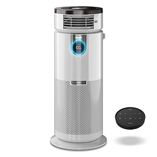 Shark HC502 3-in-1 Clean Sense Air Purifier MAX, Heater & Fan, HEPA Filter, 1000 Sq Ft, Oscillating, Large Rooms, Kitchens, Captures 99.98% of Particles for Clean Air, Dust, Smoke & Allergens, White