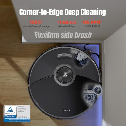 roborock S8 MaxV Ultra Robot Vacuum & Sonic Mop, 10000 Pa Suction, Corner to Edge Deep Cleaning, Hot Air Self-Drying, Auto Empty & Refill, Detergent Dispenser, Obstacle Avoidance, Black