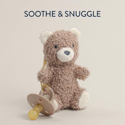 Amazon Itzy Ritzy Pacifier & Lovey Set - Natural Rubber Paci with Stuffed Animal Lovey - Detachable Plush Bear Pacifier Holder & Coordinating Natural Rubber Soother, Ideal for Ages 0-6 Months (Bear)
