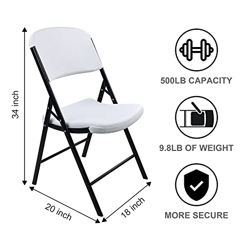 Signature Folding Plastic Chair with 500-Pound Capacity, White, 2-Pack