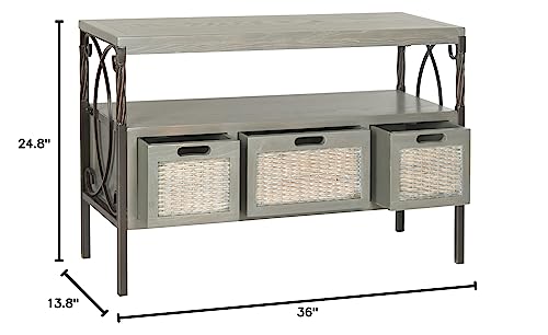 Safavieh American Homes Collection Joshua Antique Dark Walnut and Pewter 3-Drawer Console Table