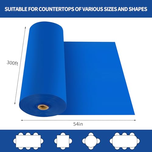 Amazon CXPSINC 54 Inch X 300 Feet Plastic Table Cover Roll Disposable Tablecloth with Slide Cutter for All Type/Shape Tables | Picnic, Party, Banquet, Birthdays, Weddings (Blue, 300 Feet)