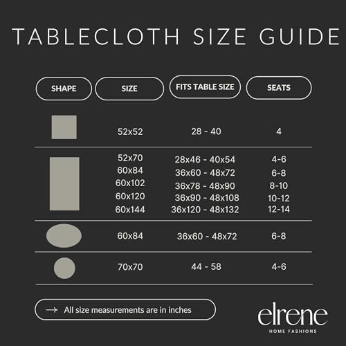 ELRENE HOME FASHIONS Caiden Elegance Damask Waterproof, Stain & Wrinkle Resistant Fabric Tablecloth, 60" x 144" Oblong/Rectangle, Ivory