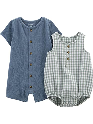 Amazon Simple Joys by Carter's baby-boys Button Rompers, Pack of 2