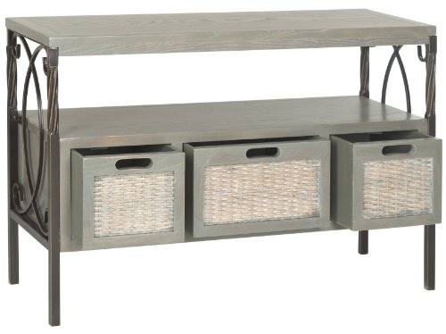 Safavieh American Homes Collection Joshua Antique Dark Walnut and Pewter 3-Drawer Console Table