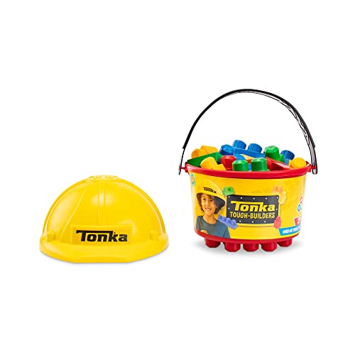 Tonka Tough Builders, Hard Hat, Building Block and Bucket playset– Made with Sturdy Plastic, Boys and Girls, Toddlers Ages 3+, Block playsets, Toddlers, Birthday Gift, Christmas, Holiday