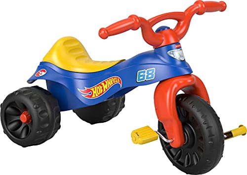 Fisher-Price Hot Wheels Toddler Tricycle Tough Trike Bike with Handlebar Grips & Storage for Preschool Kids Ages 2+ Years