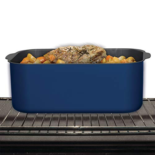 West Bend 87906B Slow Cooker, Large-Capacity Non-Stick Crockpot with Variable Temperature Control, Travel Lid and Thermal Carrying Case, 6 Qt, Blue