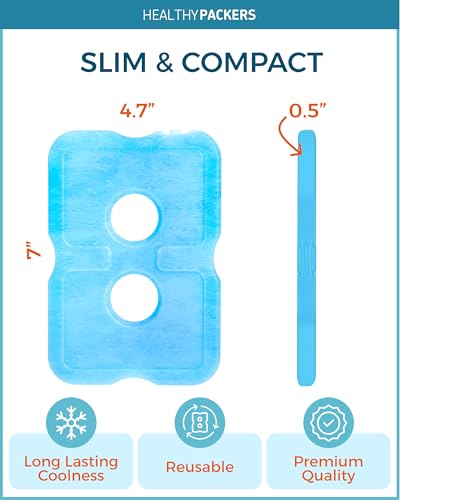 Amazon Healthy Packers Ice Packs for Lunch Boxes & Coolers - Freezer Packs - Original Cool Pack | Cooler Accessories for Beach, Camping & Fishing | Slim & Long-Lasting Reusable Ice Pack for Cooler