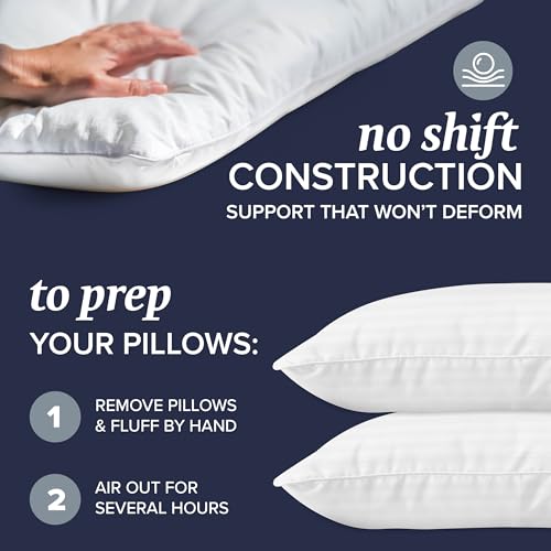 Amazon Beckham Hotel Collection Bed Pillows Standard/Queen Size Set of 2 - Original Down Alternative Pillow for Sleeping - Bedding for Back, Stomach or Side Sleepers