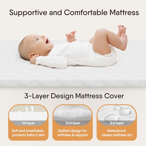 Amazon Baby Bassinet Bedside Crib, 3-in-1 Baby Bassinet Bedside Sleeper with Mattress and Soft, Breathable Sheet, Full-Mesh Sides, 6-Height Adjustable, Stable and Secure Crib for Newborns
