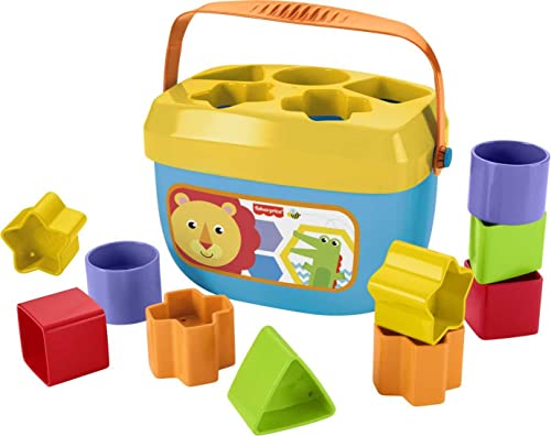 Fisher-Price Infant Gift Set with Baby’s First Blocks (10 Shapes) and Rock-a-Stack Ring Stacking Toy for Ages 6+ Months (Amazon Exclusive)